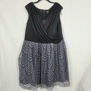 SLNY Black Grey Sequined Cocktail Dress Women’s 24W